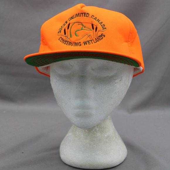 Vintage Hunting Hat - Ducks Unlimited Neon Orange - Adult Snapback - Picture 1 of 8